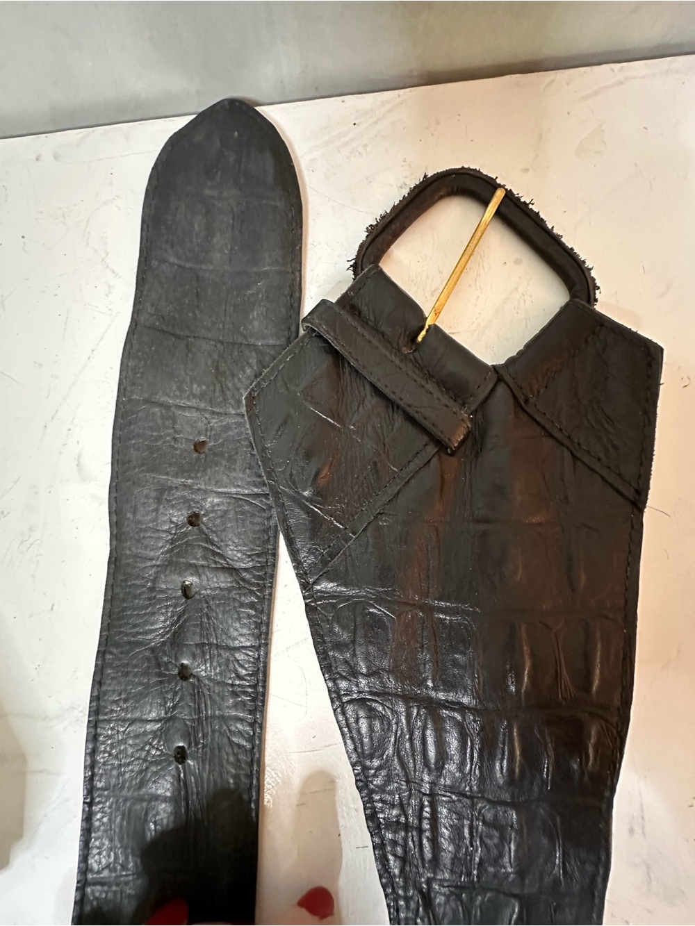 UNIQUE VINTAGE FOB TRADING LEATHER WAIST BELT - Picture 5 of 7